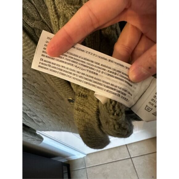 NWT Abercrombie & Fitch Cable Knit Green Gold Button Cardigan Sweater Size XXL - Picture 6 of 8